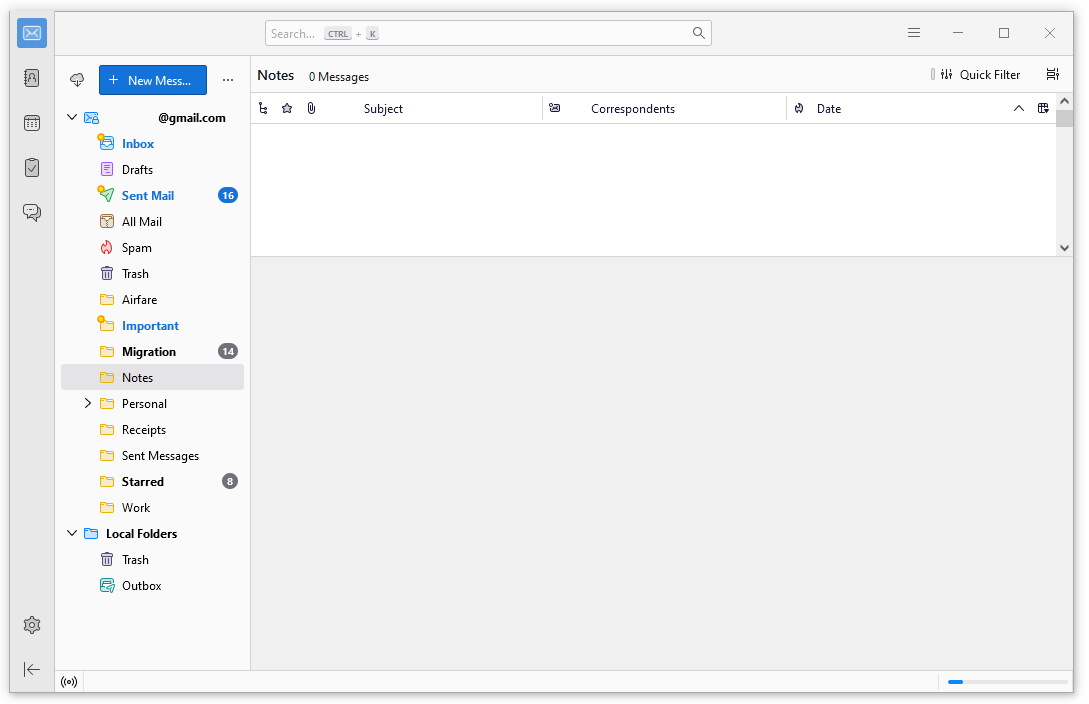 Thunderbirdのメイン画面